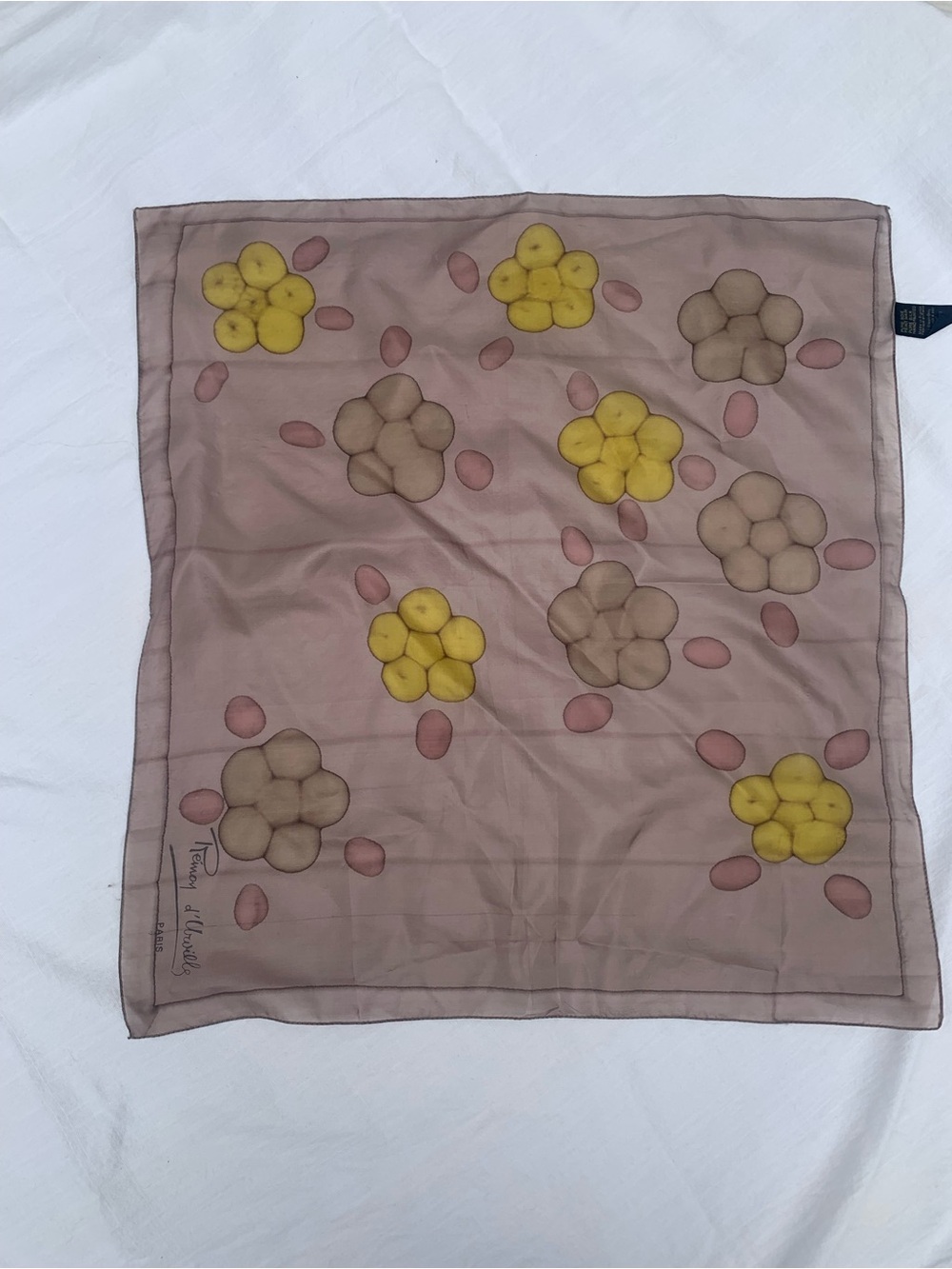 Vintage Holt Renfrew Remoy d'Urville Hand Painted Silk Scarf Made inFrance GREEN - Picture 2 of 8